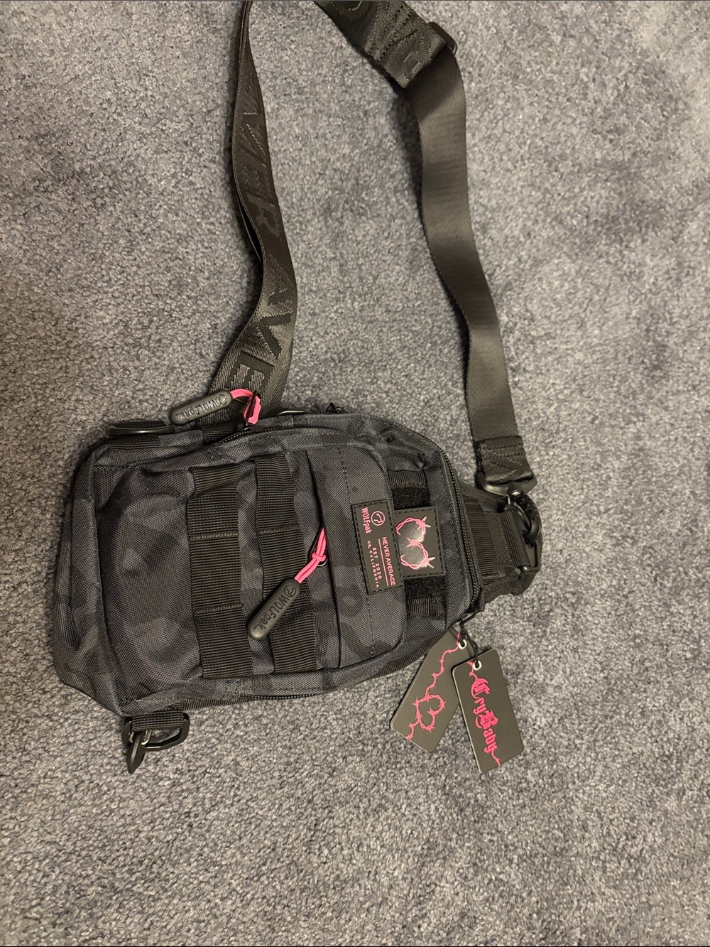 Pink/Black Crossbody Tactical mini Sling Bag